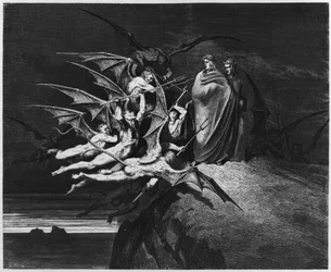 Illustration aus Dantes Alighieris (1265-1321) „Göttlicher Komödie“ (Inferno), Paris, veröffentlicht 1885